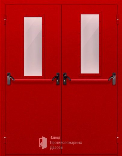 Фото двери «Двупольная с стеклом и антипаникой (красная)» в Ивантеевке
