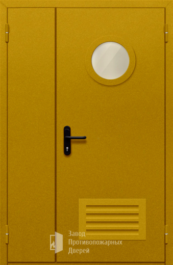 Фото двери «Полуторная с вентиляцией и стеклом №45» в Ивантеевке