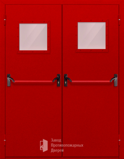 Фото двери «Двупольная со стеклопакетом и антипаникой (красная)» в Ивантеевке