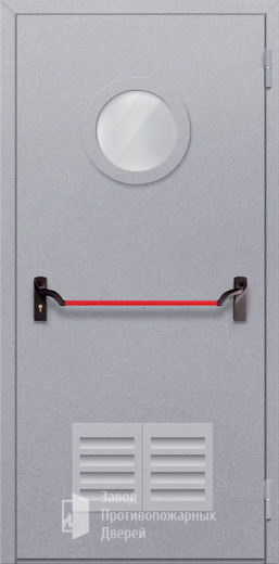 Фото двери «Однопольная с круглым стеклом и решеткой (антипаника)» в Ивантеевке