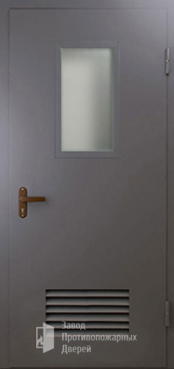 Фото двери «Техническая дверь №5 со стеклом и решеткой» в Ивантеевке