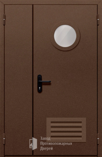 Фото двери «Полуторная с вентиляцией и стеклом №48» в Ивантеевке