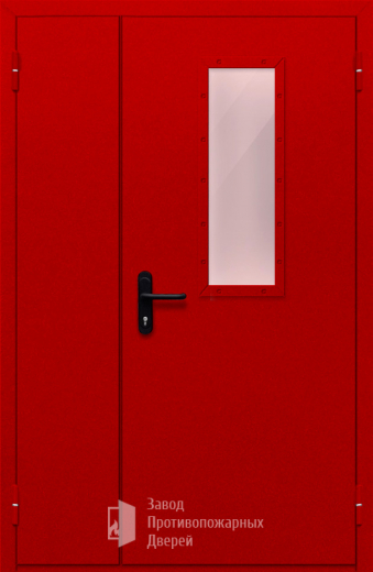 Фото двери «Полуторная со стеклом (красная)» в Ивантеевке