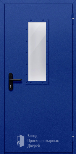 Фото двери «Однопольная со стеклом (синяя)» в Ивантеевке