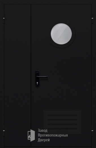 Фото двери «Полуторная с вентиляцией и стеклом №44» в Ивантеевке