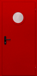 Фото двери «Однопольная с круглым стеклом (красная)» в Ивантеевке