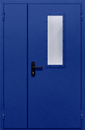 Фото двери «Полуторная со стеклом (синяя)» в Ивантеевке