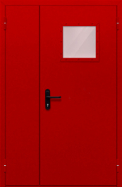 Фото двери «Полуторная со стеклопакетом (красная)» в Ивантеевке