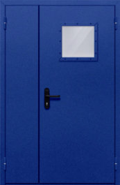 Фото двери «Полуторная со стеклопакетом (синяя)» в Ивантеевке